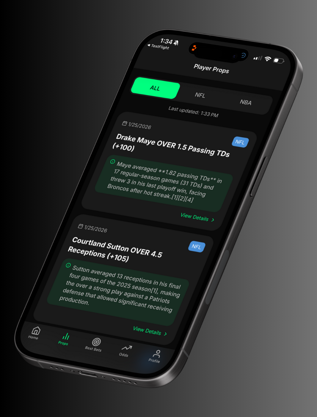 Player Props for NFL and NBA