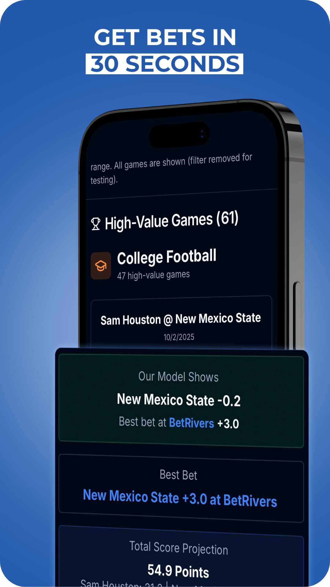 Get Bets in 30 Seconds