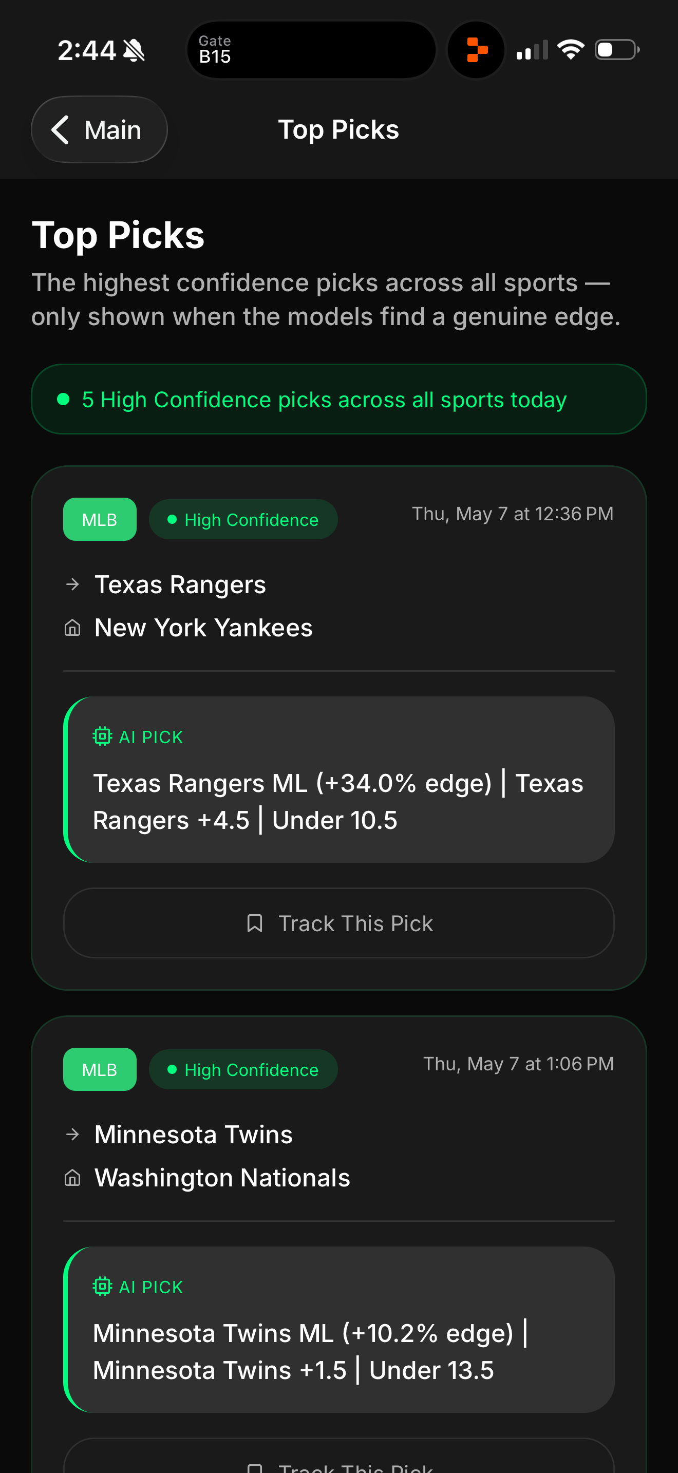 BetLens Top Picks of the Day — High Confidence picks across all sports